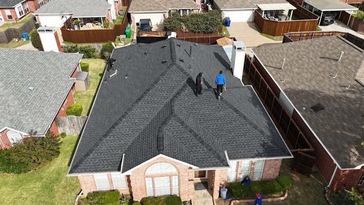 Slate & Tile Roof Repair work in progress on a Lamesa property
